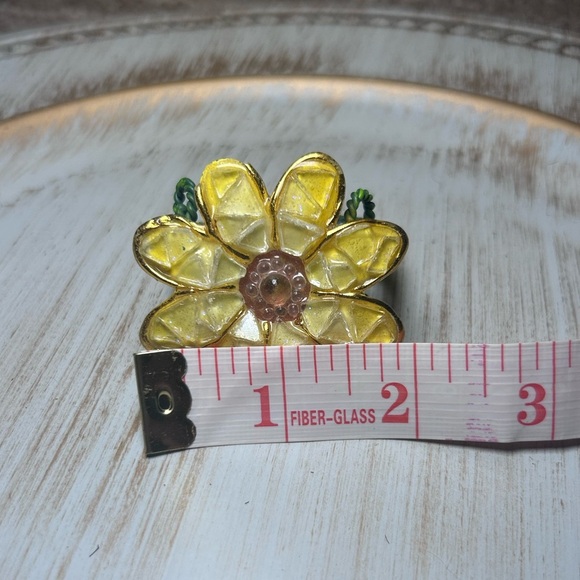 Vintage 90s Yellow Floral Napkin Rings (1) Set of 6 Spring Summer rare find - Picture 7 of 9